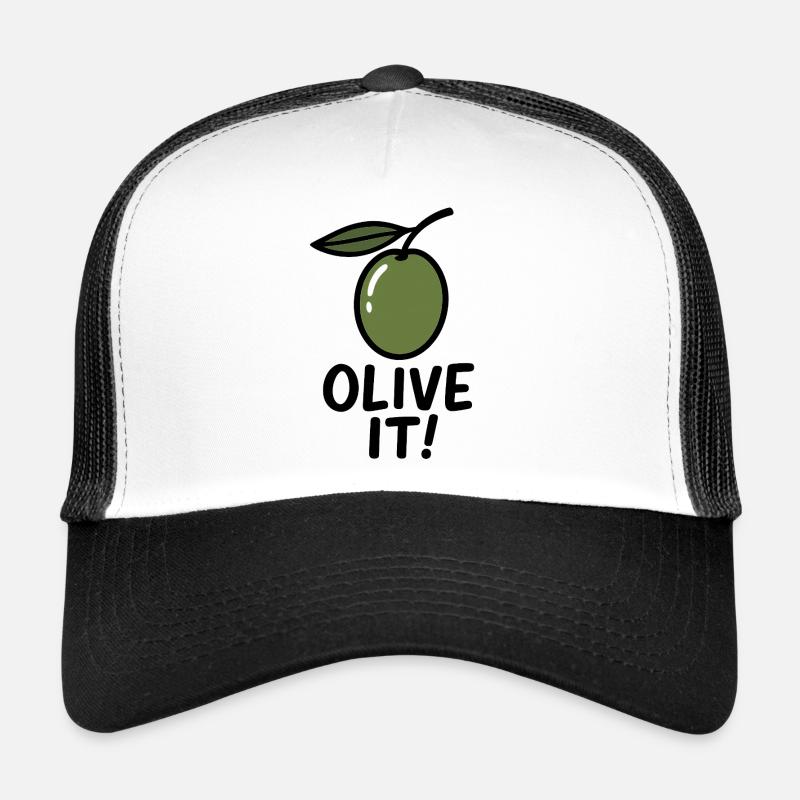 Olive illustration with slogan Trucker Cap