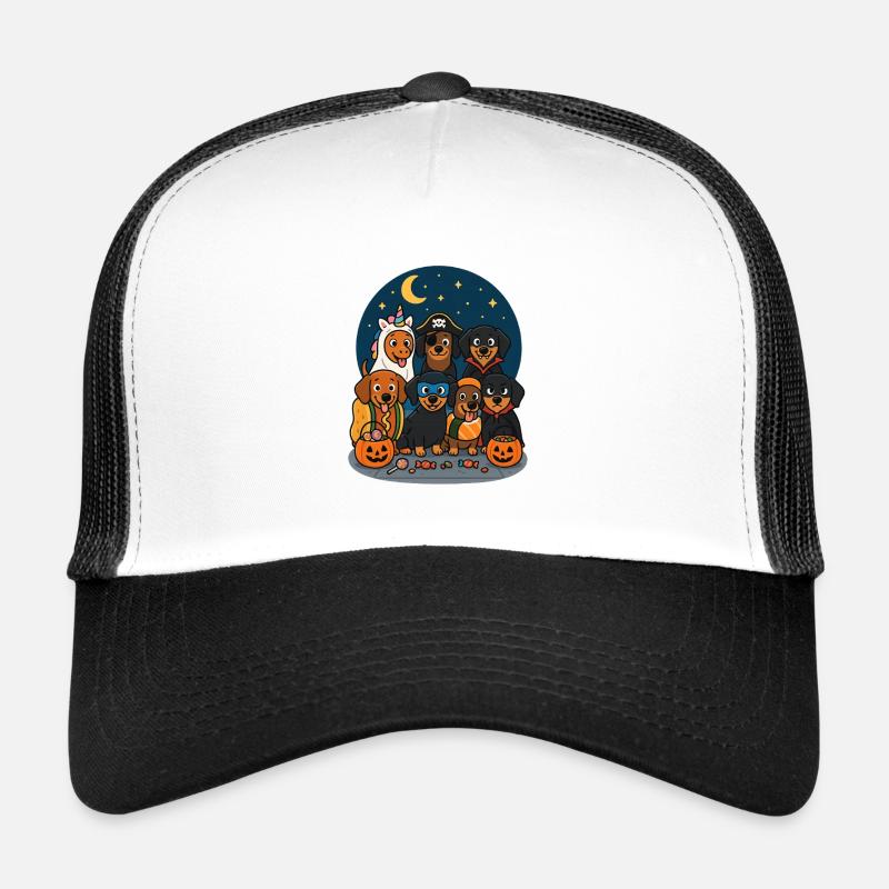 Halloween Kinder Hunde - Trucker Cap - Weiß/Schwarz