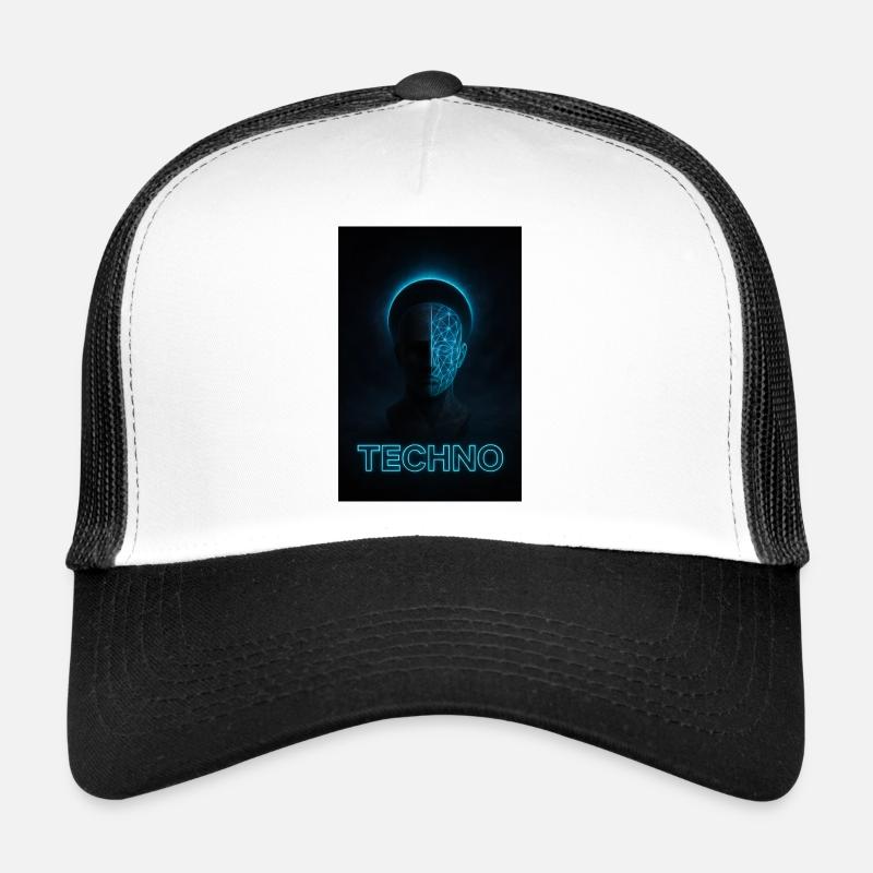 Futuristic Techno Portrait Design - Trucker Cap - white/black