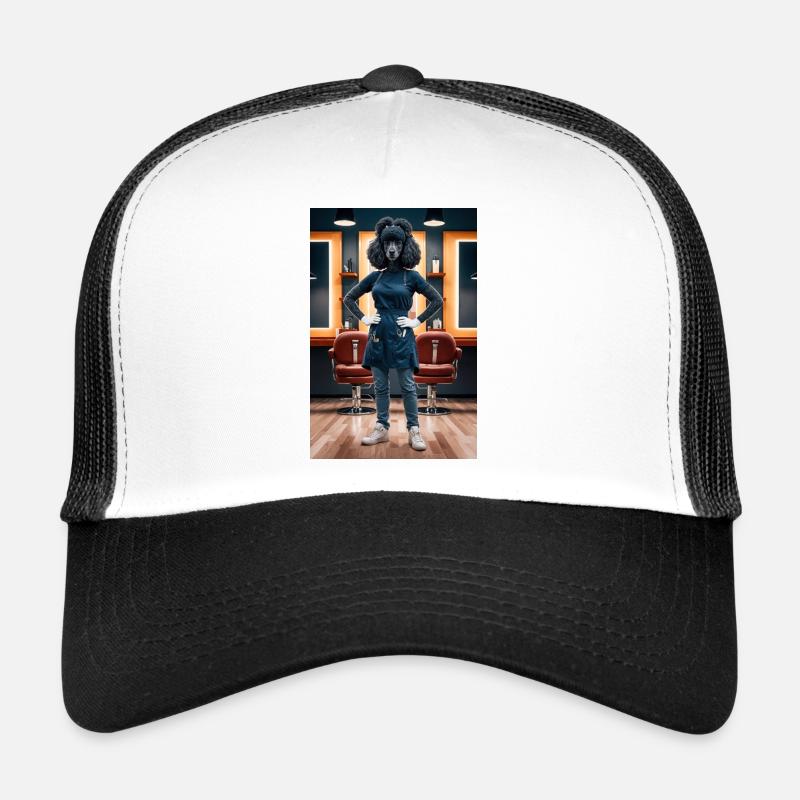 Coiffeur caniche humanoïde - Casquette trucker  - blanc/noir