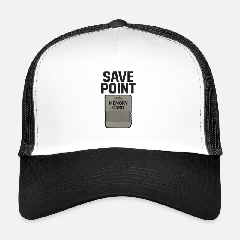 Memory Card Save Point Graphic Tee - Trucker Cap - white/black