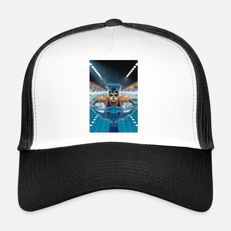 Humanoider Otter im Pool Trucker Cap