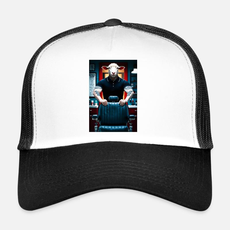 Humanoider Schaf Barbier - Trucker Cap - Weiß/Schwarz