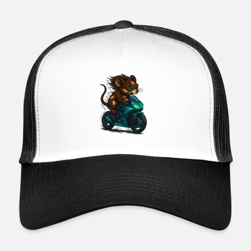 Motorrad Maus - Trucker Cap - Weiß/Schwarz