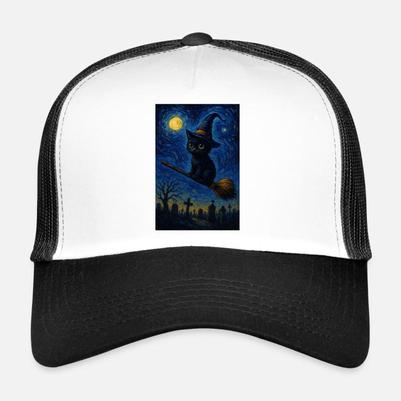 Halloween Chat mignon Nuit étoilée Casquette trucker 