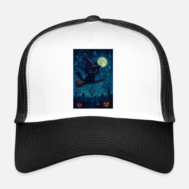 Jeu Halloween chat comme sorcière Casquette trucker 