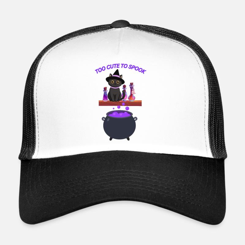 Süße Hexenkatze mit Zaubertrank - Trucker Cap - Weiß/Schwarz