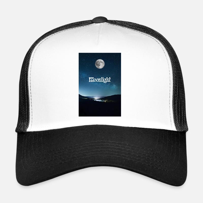 Douce nuit au clair de lune avec ciel étoilé - Casquette trucker  - blanc/noir