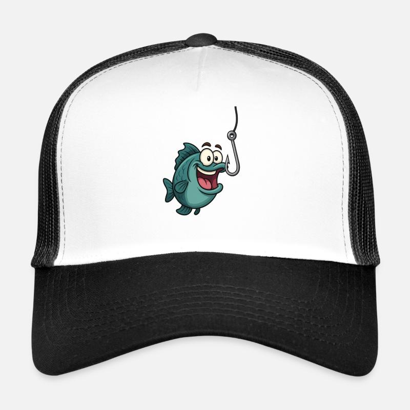 Poisson de dessin animé avec hameçon Casquette trucker 