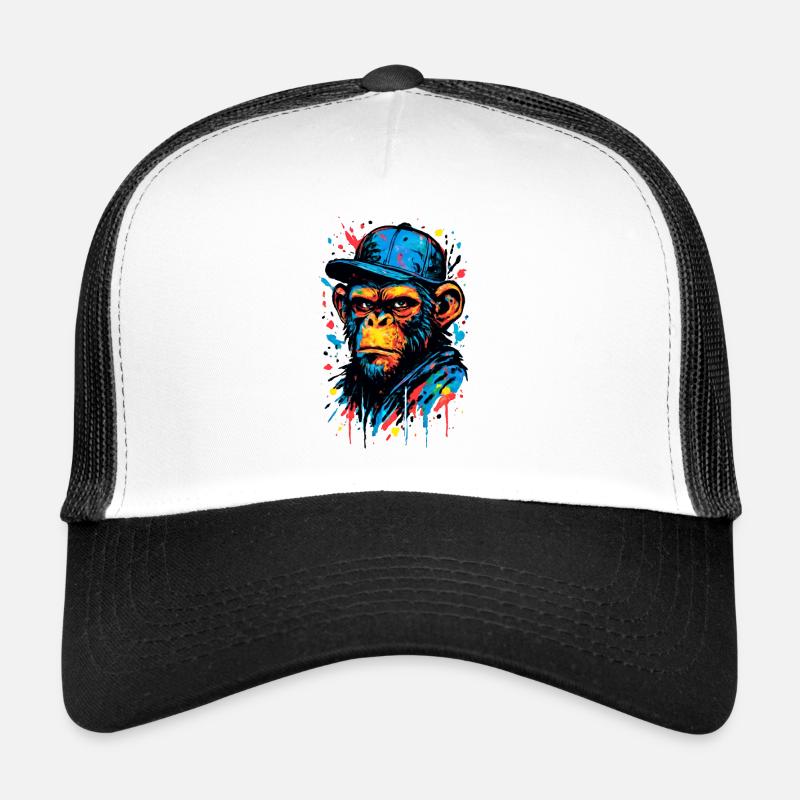 The Monkey Dance | StreetArt Affe - Trucker Cap - Weiß/Schwarz