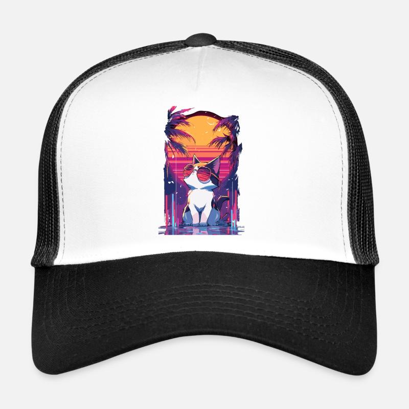 Cats Neon Sunset Trucker Cap