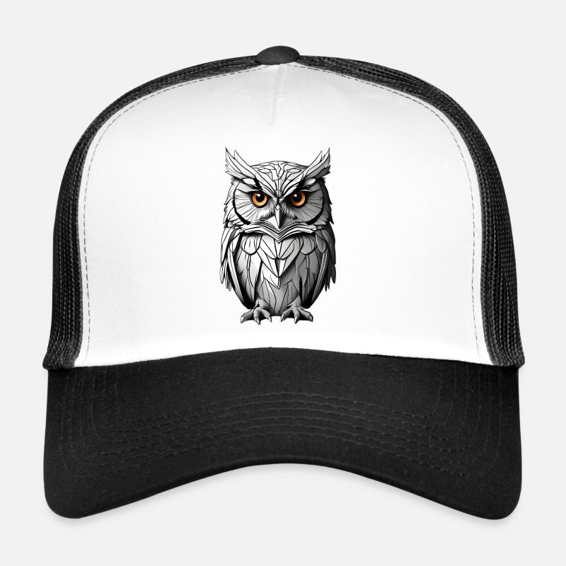 Weise Eule Monochrom Porträt Trucker Cap