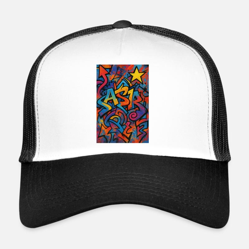 Astr Graffiti Farbexplosion - Trucker Cap - Weiß/Schwarz