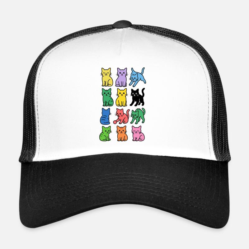 Rainbow cats in pop colors - Trucker Cap - white/black