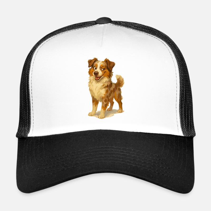 Dessin animé de berger australien coquin Casquette trucker 