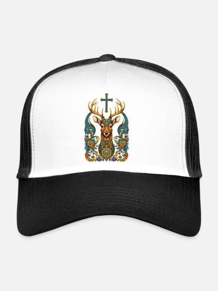 Cerf - Casquette trucker  - blanc/noir - Devant