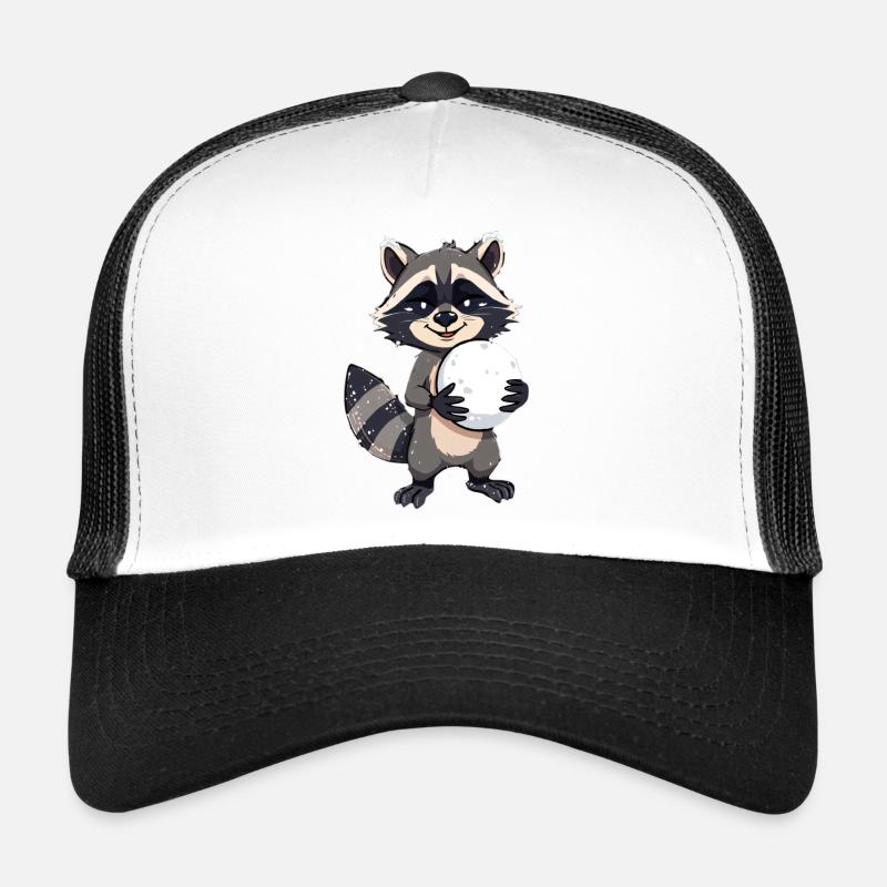 Raccoon with a big snowball Trucker Cap