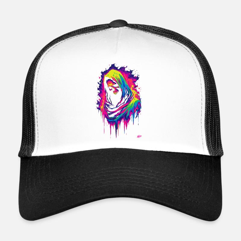 Neon Grim Reaper - Casquette trucker  - blanc/noir