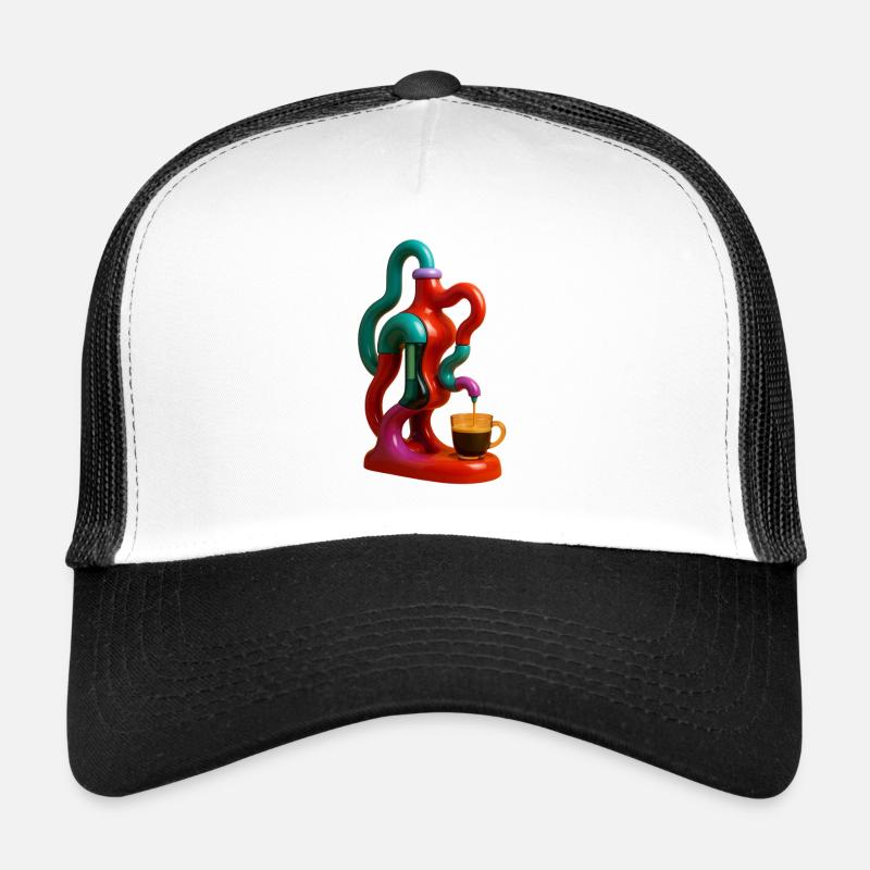 Le café coule dans un jeu de couleurs Casquette trucker 