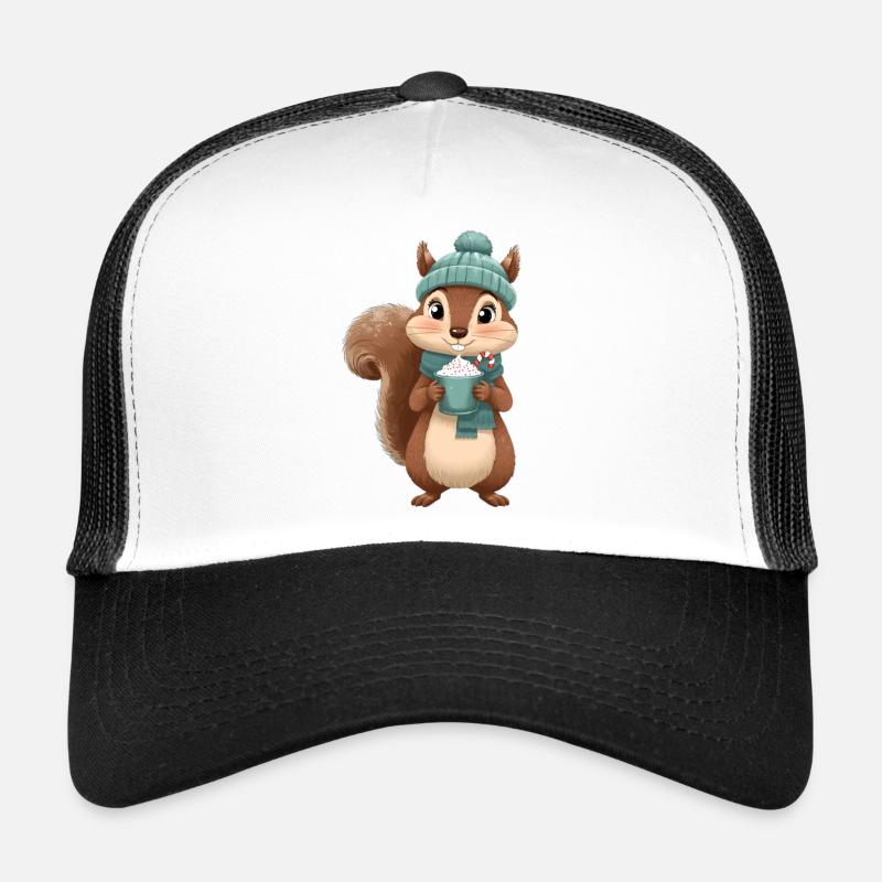 Winterliches Eichhörnchen mit Heißgetränk Trucker Cap