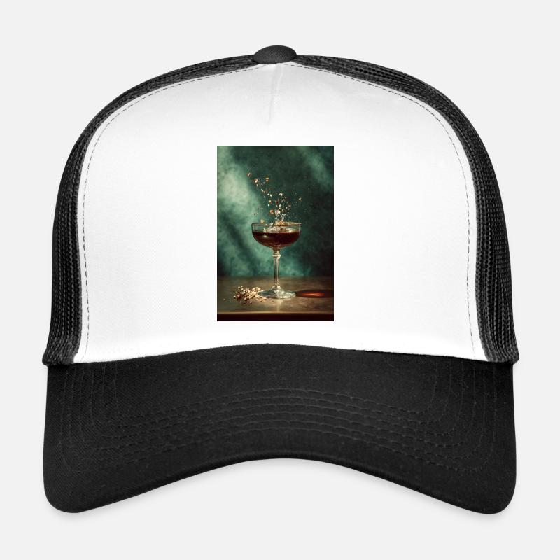 Emerald Splash Cocktail Vintage Art Trucker Cap