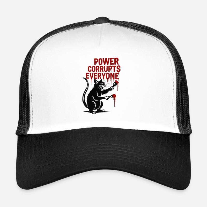 Cat satire: Power corrupts everyone - Trucker Cap - white/black