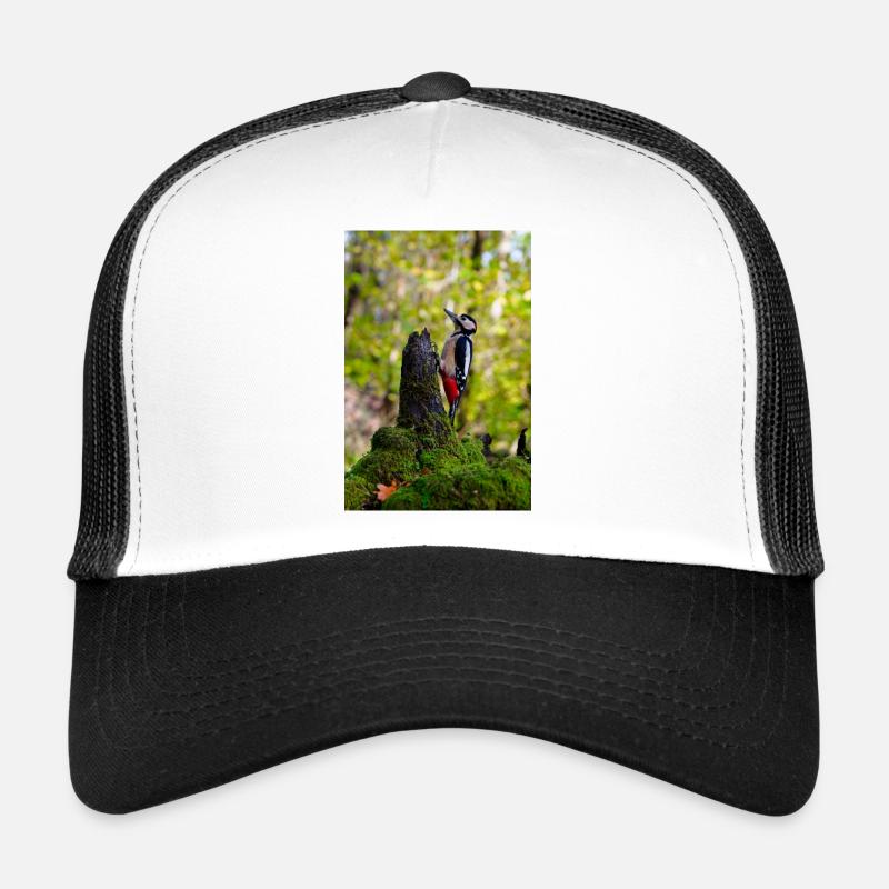 Woodpecker on Mossy Log Trucker Cap