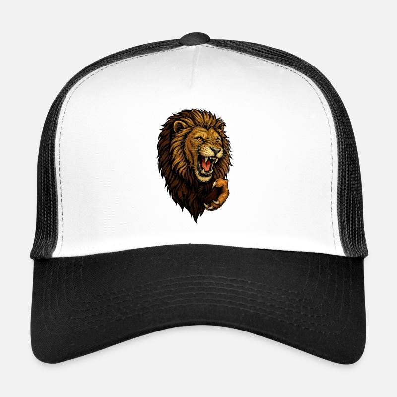 Wilder Löwenkopf im Angriff - Trucker Cap - Weiß/Schwarz