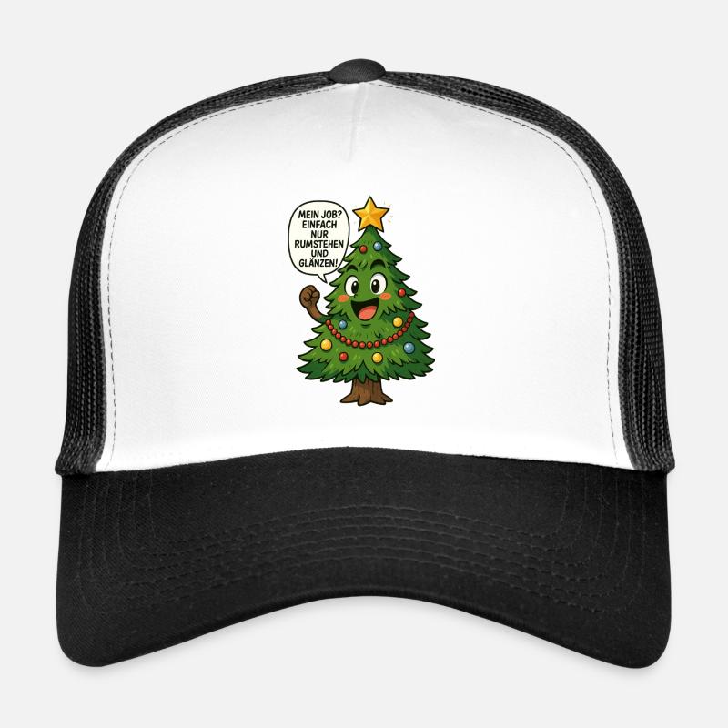 Lustiger Weihnachtsbaum Spruch - Trucker Cap - Weiß/Schwarz
