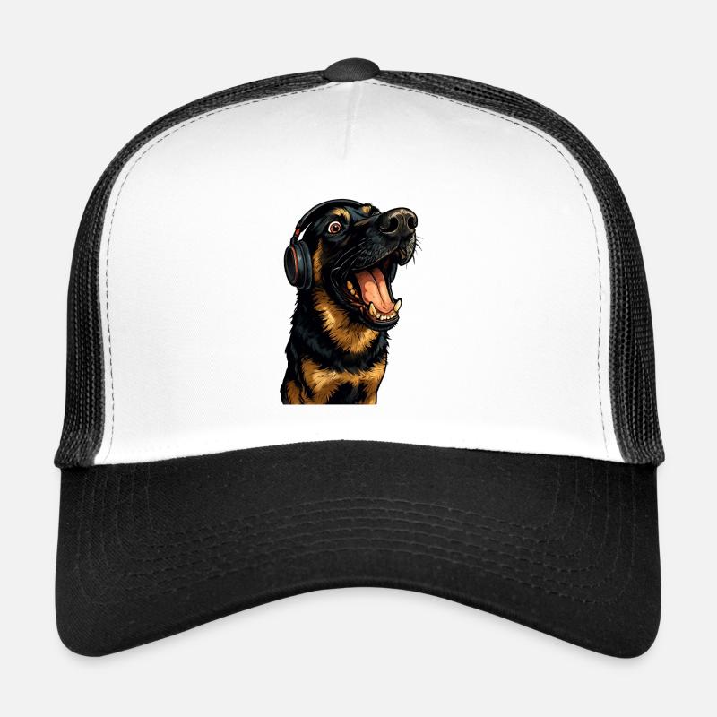 Kopfhörer-Rottweiler Portrait Trucker Cap