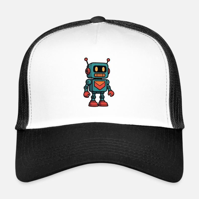 Retro Roboter Briefhalter Trucker Cap