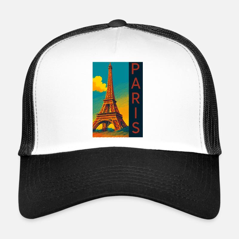 Paris PopArt Skyline Tour Eiffel Casquette trucker 