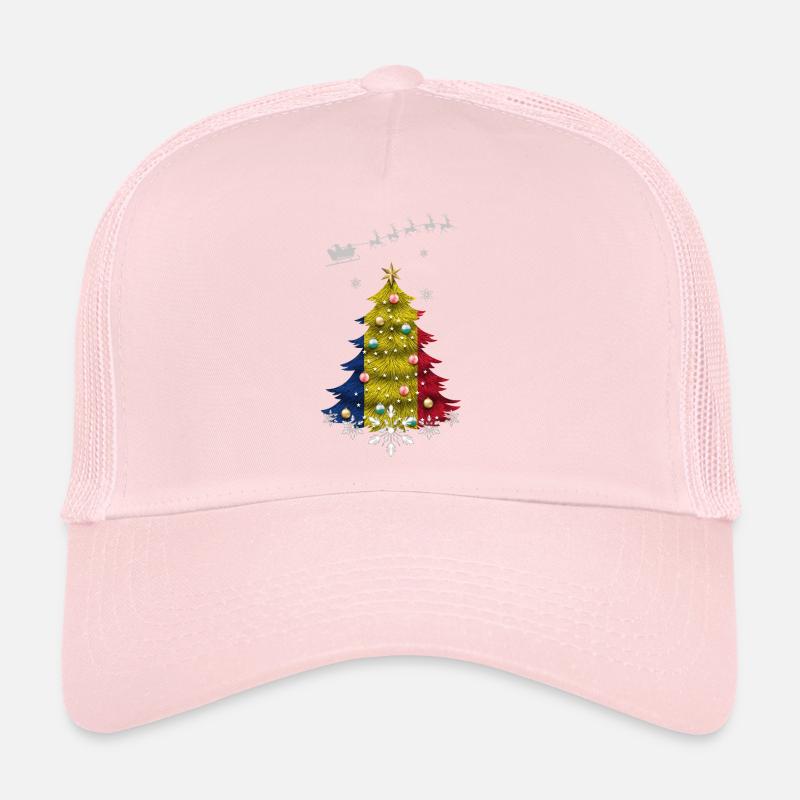Christmas tree with Romania flag Trucker Cap