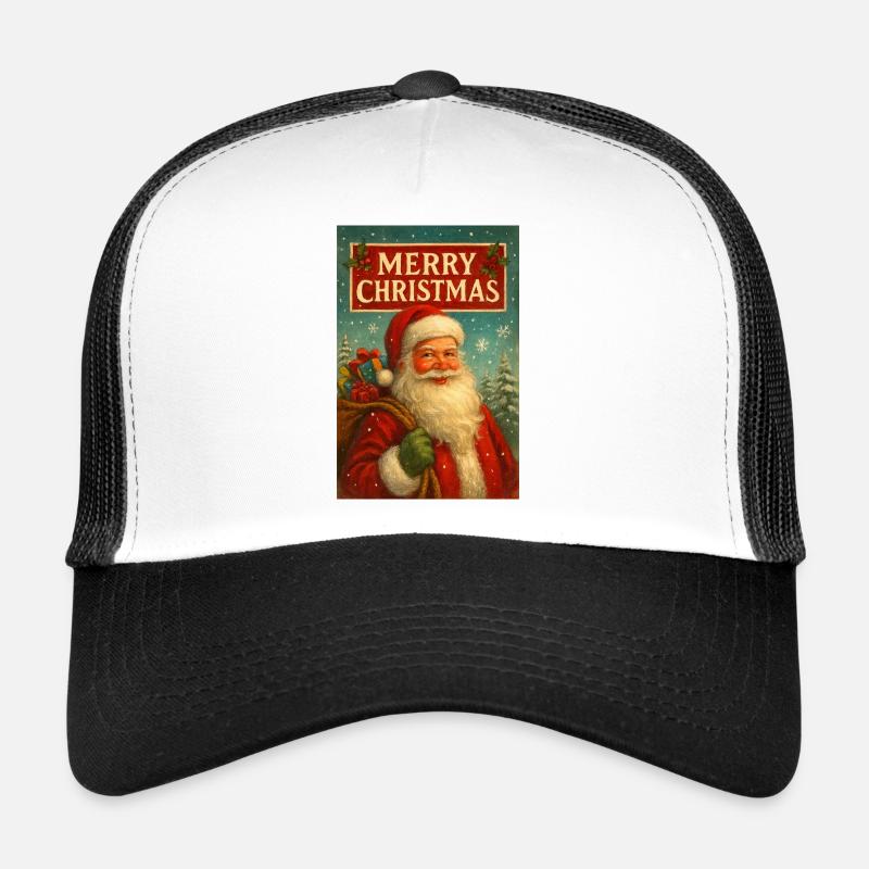 Vintage Weihnachtsmann und Geschenke - Trucker Cap - Weiß/Schwarz