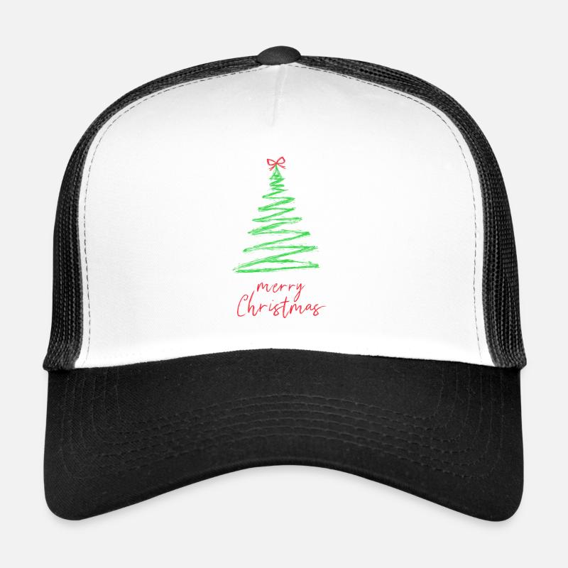 Grüner Weihnachtsbaum Pinselstil - Trucker Cap - Weiß/Schwarz