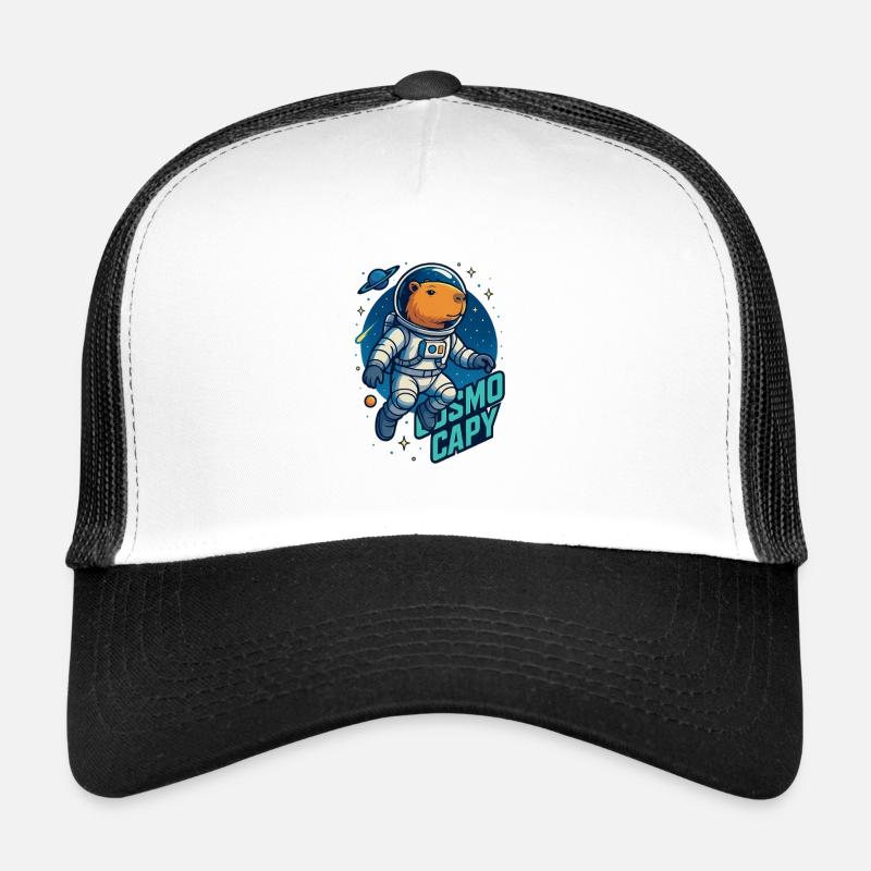 Cosmo Capy – Space Capybara Shirt 🚀 - Trucker Cap - white/black