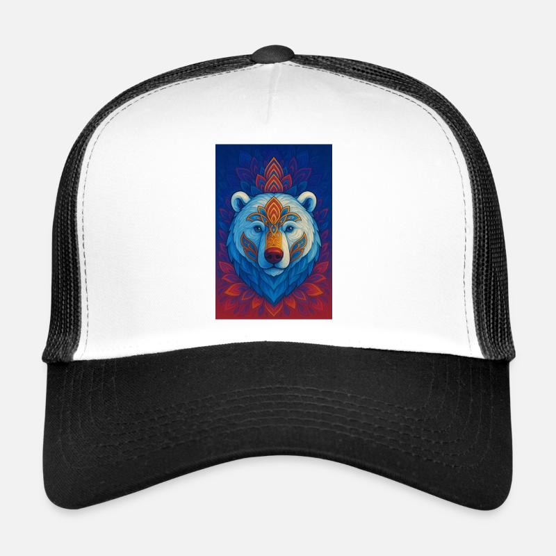 Blauer Bär Mandala - Trucker Cap - Weiß/Schwarz