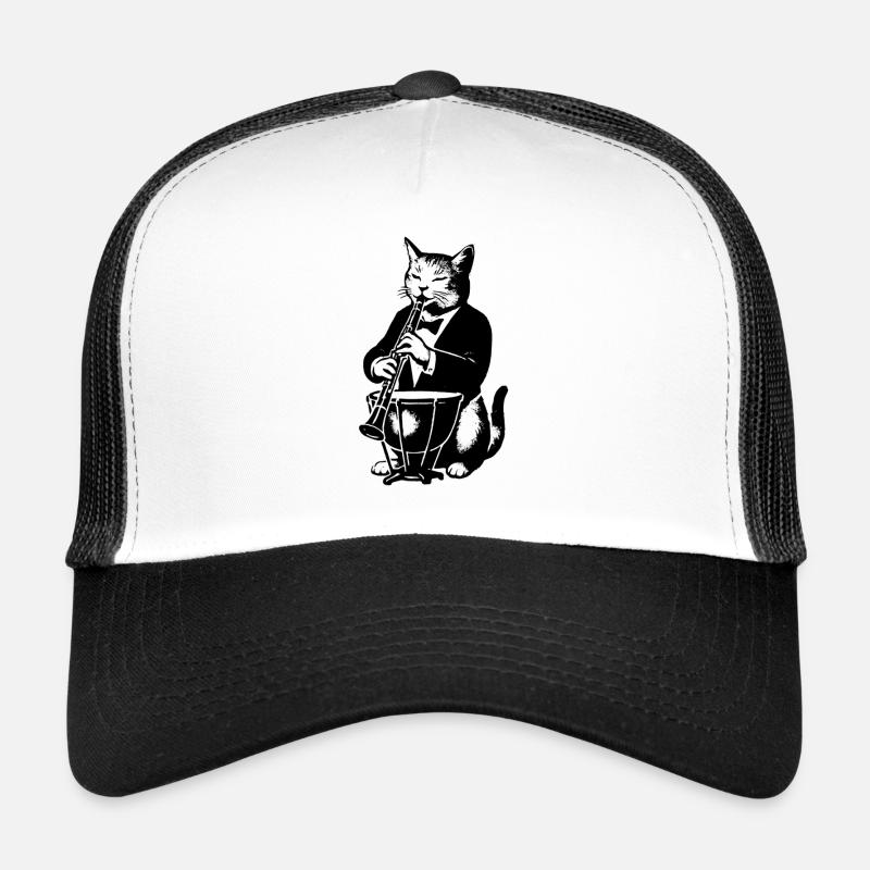 Chat musicien clarinette Casquette trucker 