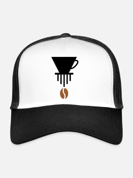 Pour-Over-Love: Minimalist Barista Icon - Trucker Cap - white/black - Front
