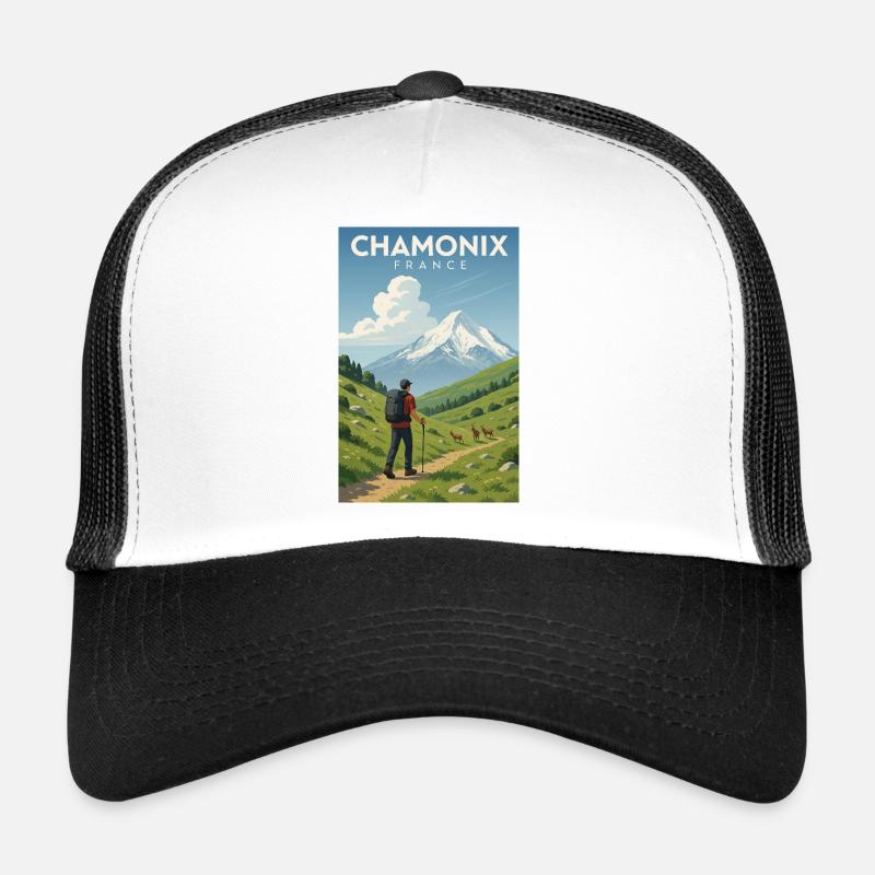Randonneurs alpins devant le Mont Blanc Casquette trucker 