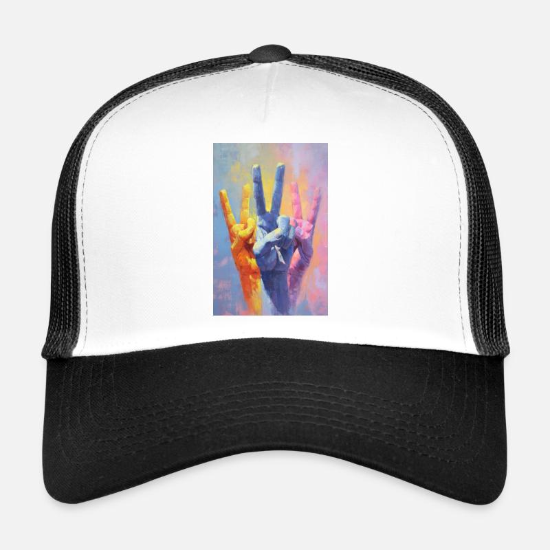 Regenbogen-Peace-Zeichen-Handporträt Trucker Cap