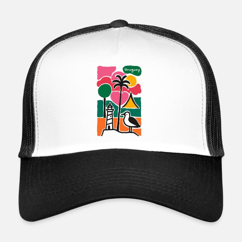 Beach Palm Trees Lighthouse Sunset Trucker Cap