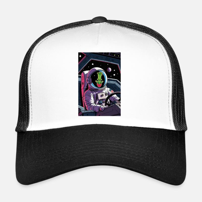 Kaktus Alien im All - Trucker Cap - Weiß/Schwarz