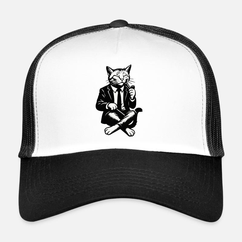 Chat en costume noir Casquette trucker 