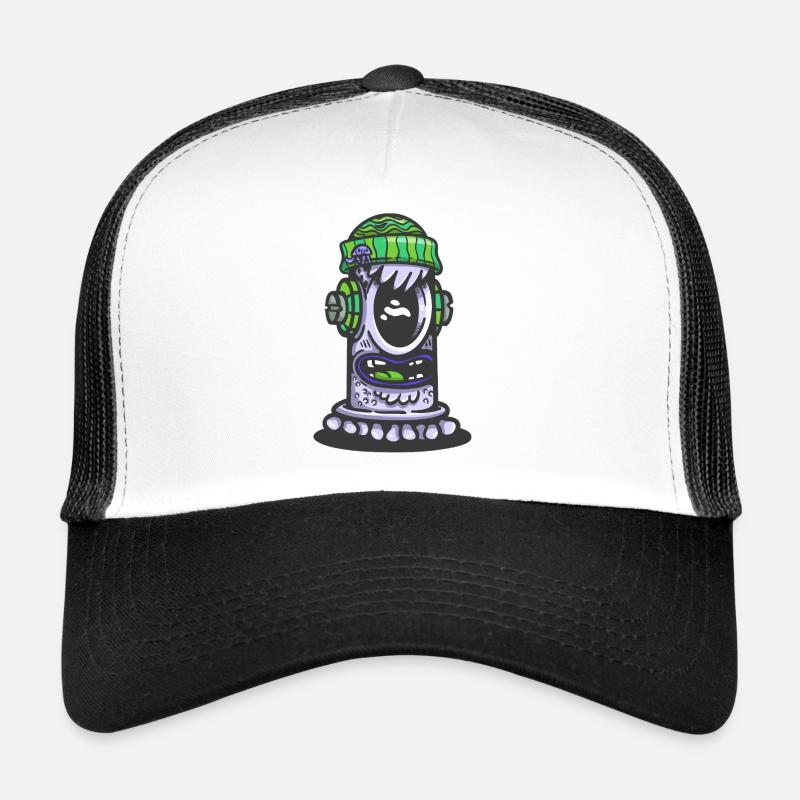 Retro Green Monster Lamp - Trucker Cap - white/black