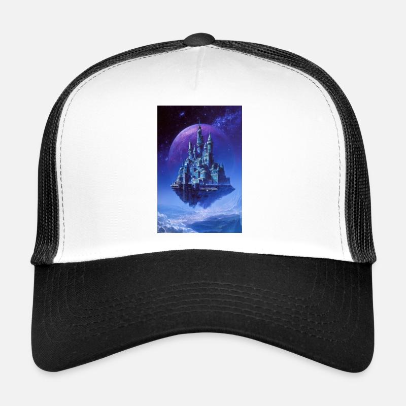 Floating Crystal Castle Above Moon Trucker Cap