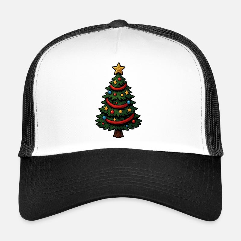 Sapin de Noël de bande dessinée décoré de façon colorée Casquette trucker 