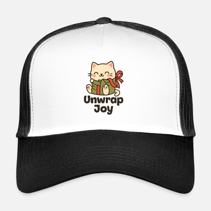 Cat with Gift Unwrap Joy Trucker Cap