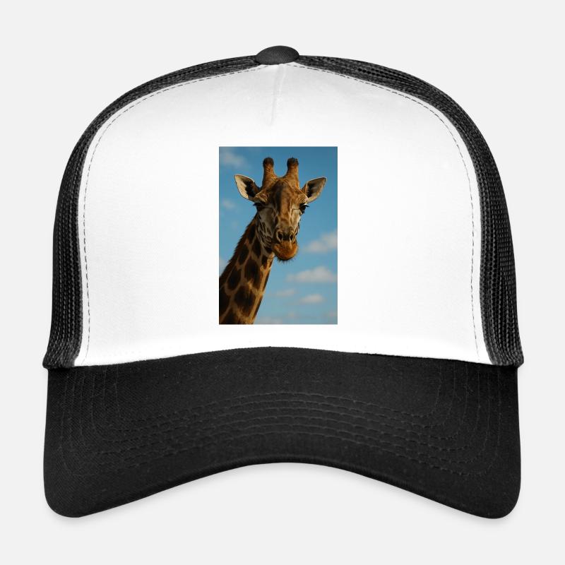 Portrait de girafe dans un ciel bleu Casquette trucker 