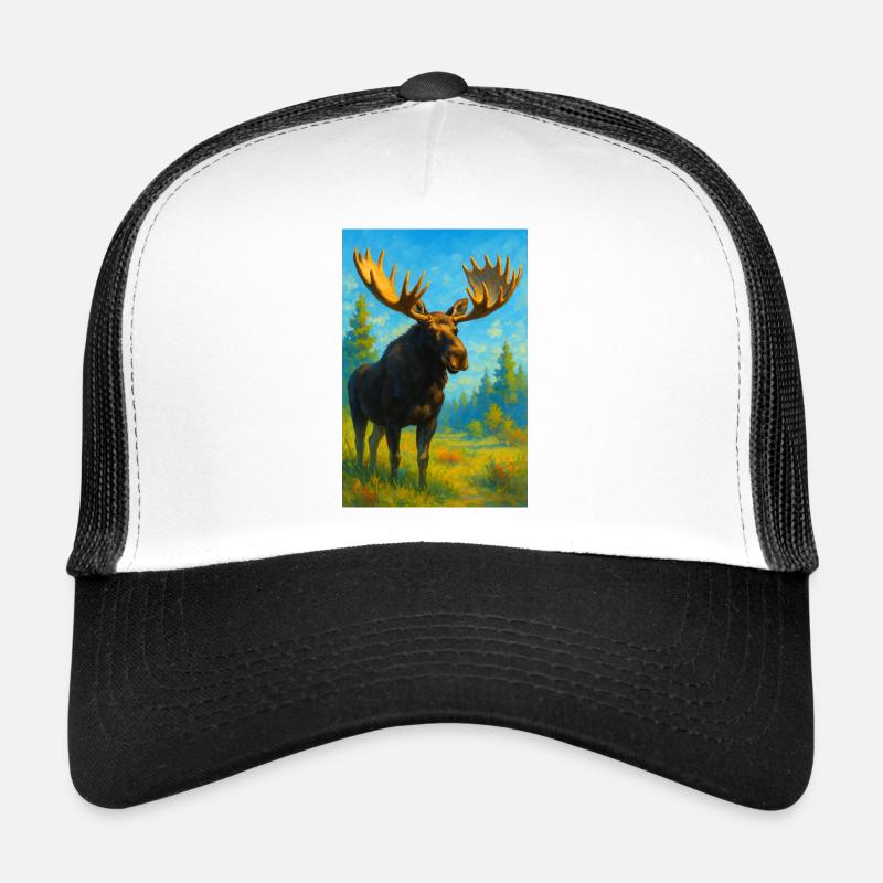 Explosion colorée de l’orignal dans le paysage de l’aube Casquette trucker 